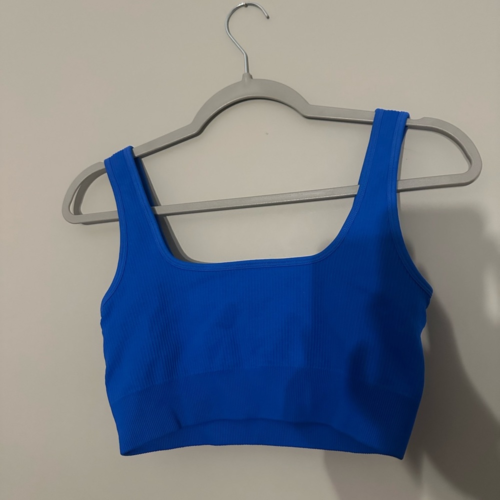 Blue Ribbed Crop Top - Picture 2 of 2